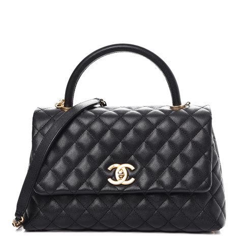 diamond classic with chanel set shoulders|CHANEL Caviar Quilted Small Coco Handle Flap Black.